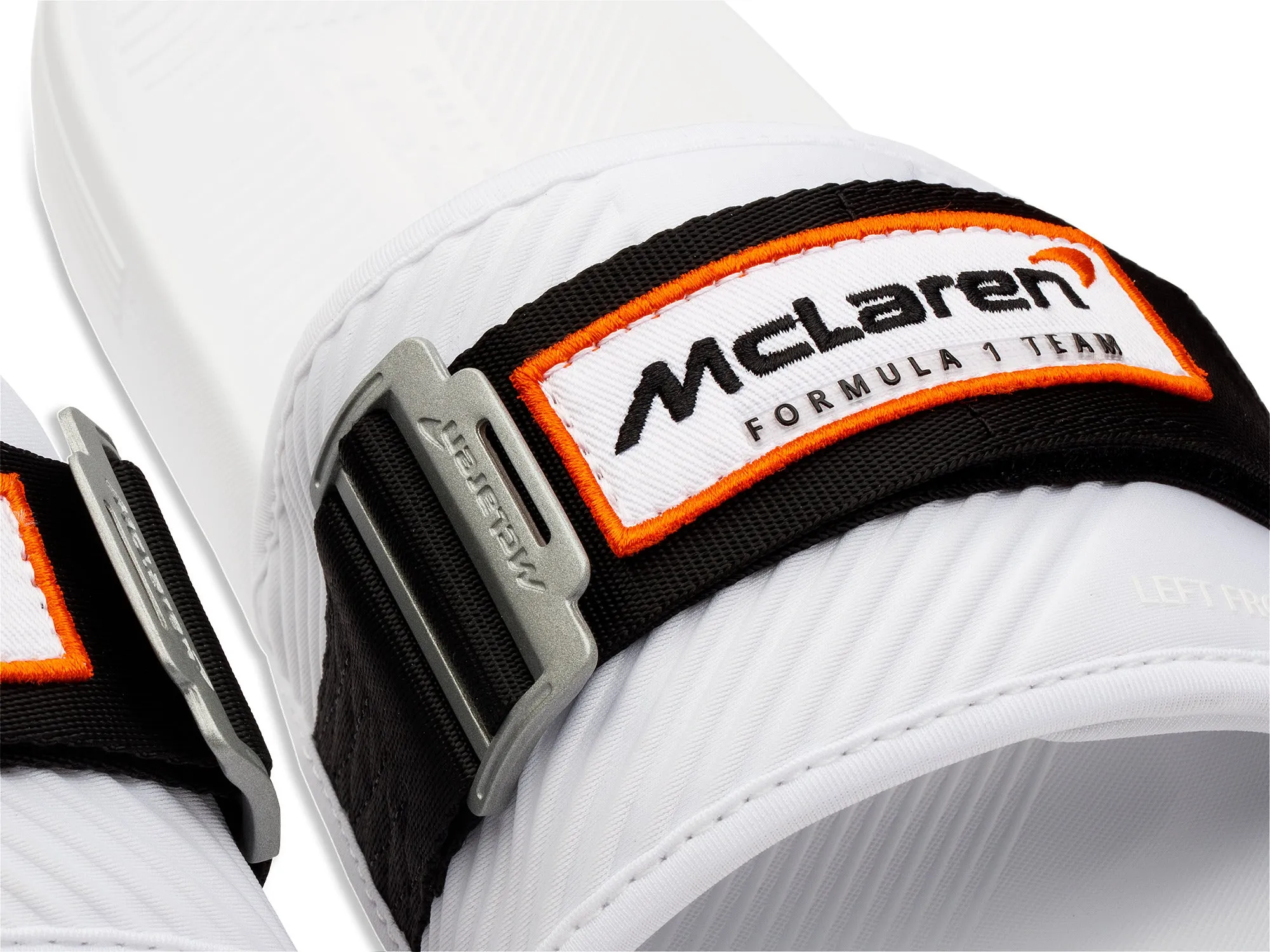 08716-102-M | STRAP SANDAL X MCLAREN | WHITE /BLACK /PAPAYA