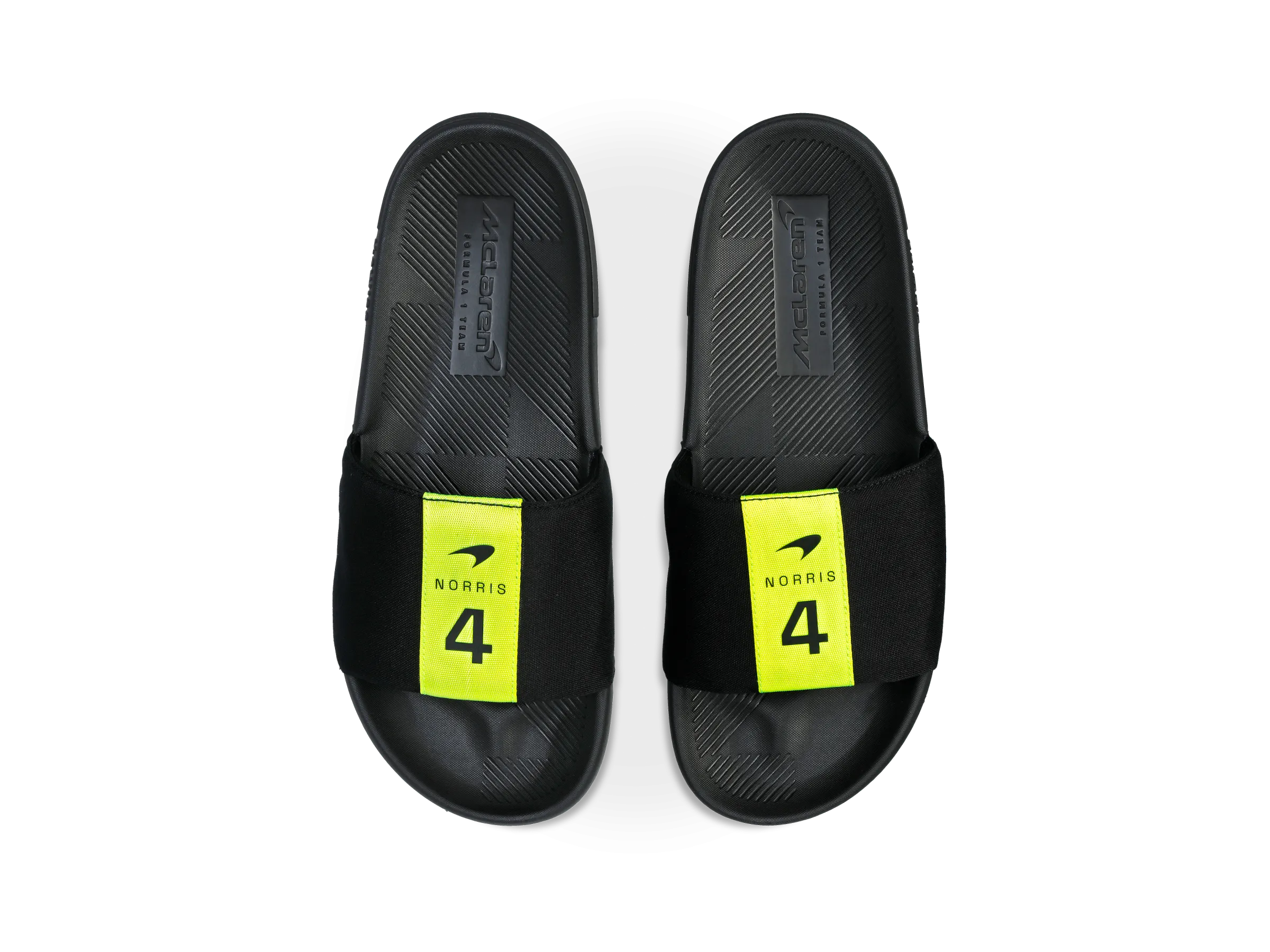 08951-071-M | SLIDE SANDAL LN X MCLAREN F1 TEAM | BLACK/SAFETY YELLOW