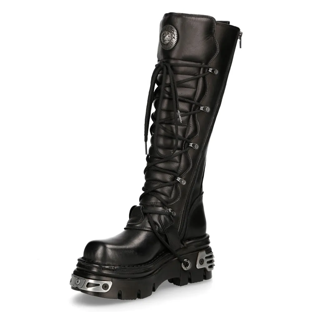 272 Metallic Goth Leather Buckle Boots Punk