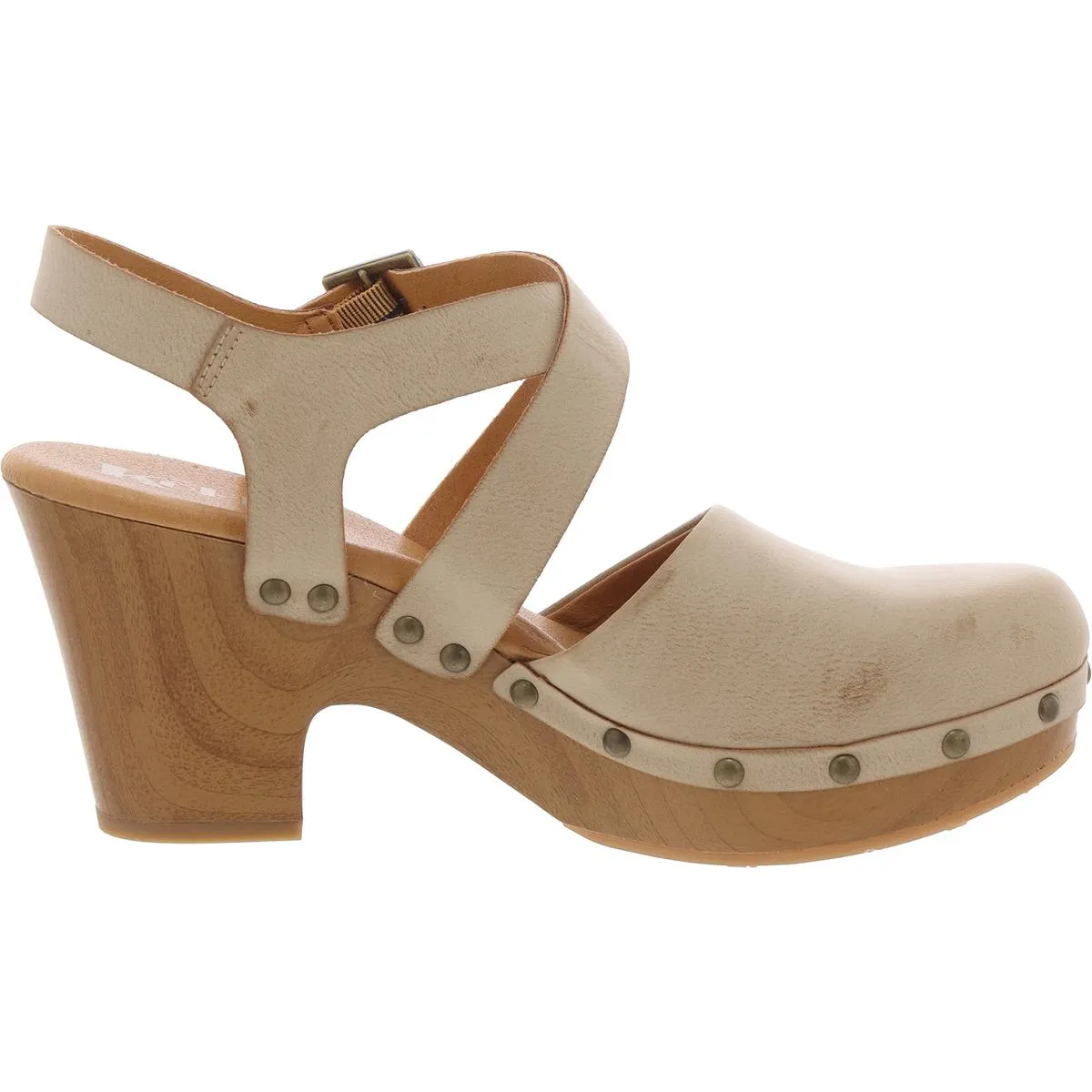 Abloom Womens Leather Ankle Strap Clogs