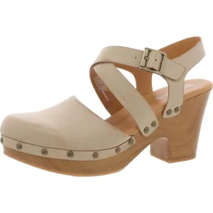 Abloom Womens Leather Ankle Strap Clogs