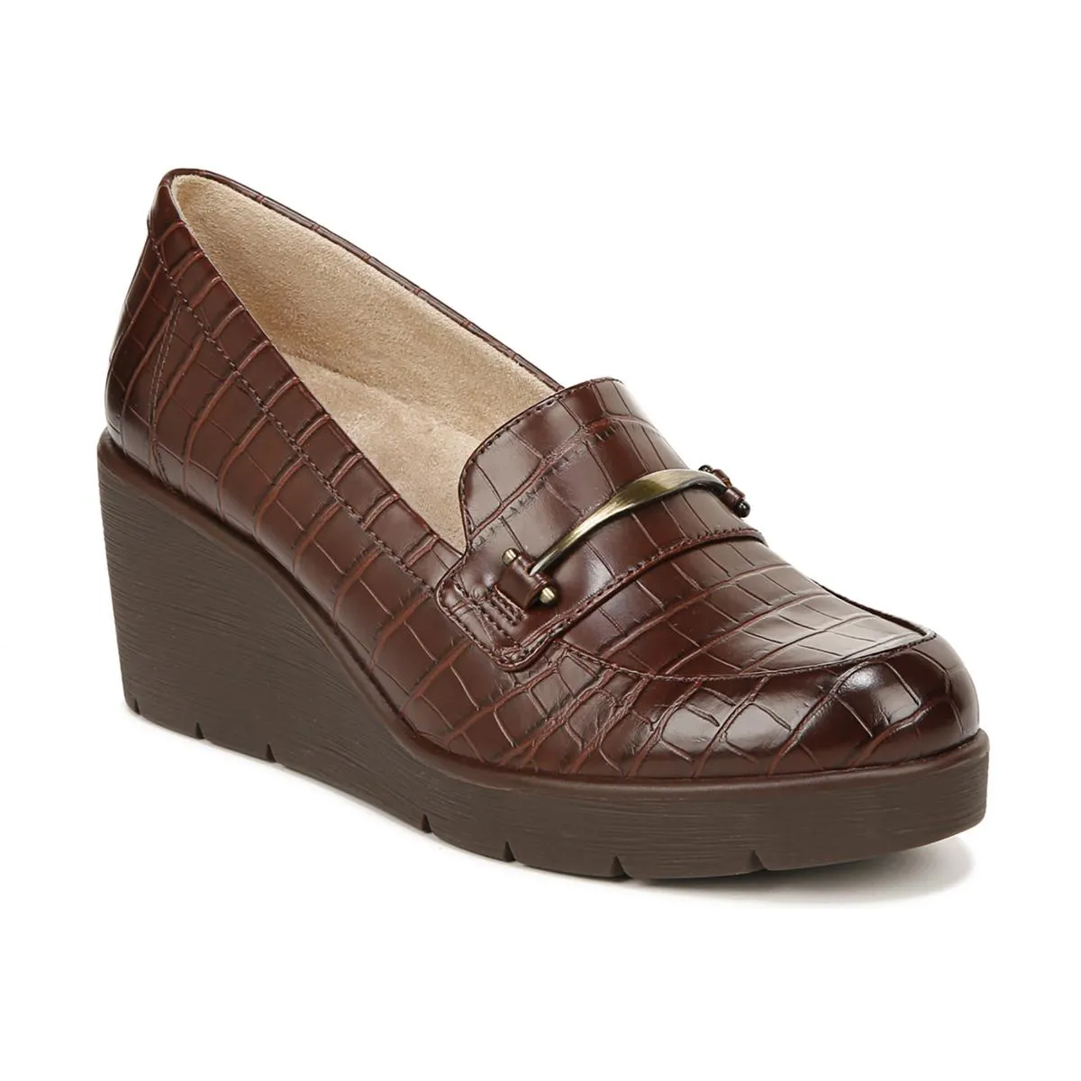 Achieve Womens Padded Insole Slip On Loafer Heels