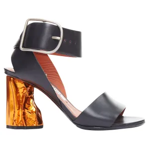 Acne Studios Obin metallic bark heel leather sandals