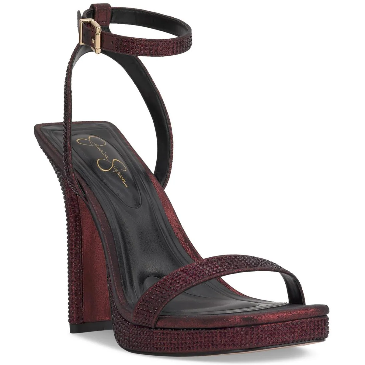 Adonia Womens Block Heel Man Made Ankle Strap