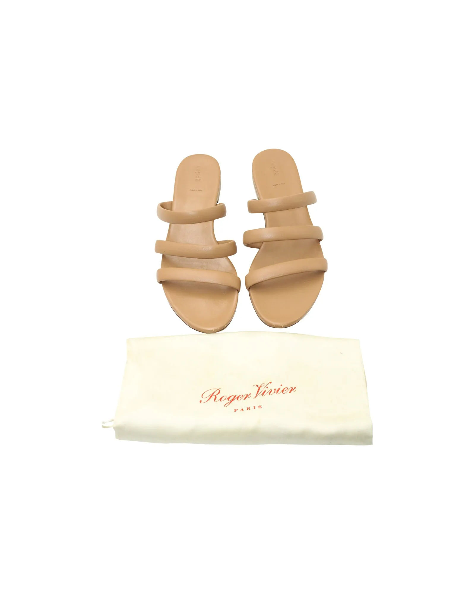 Aeyde Chrissy Flat Sandals in Brown Leather