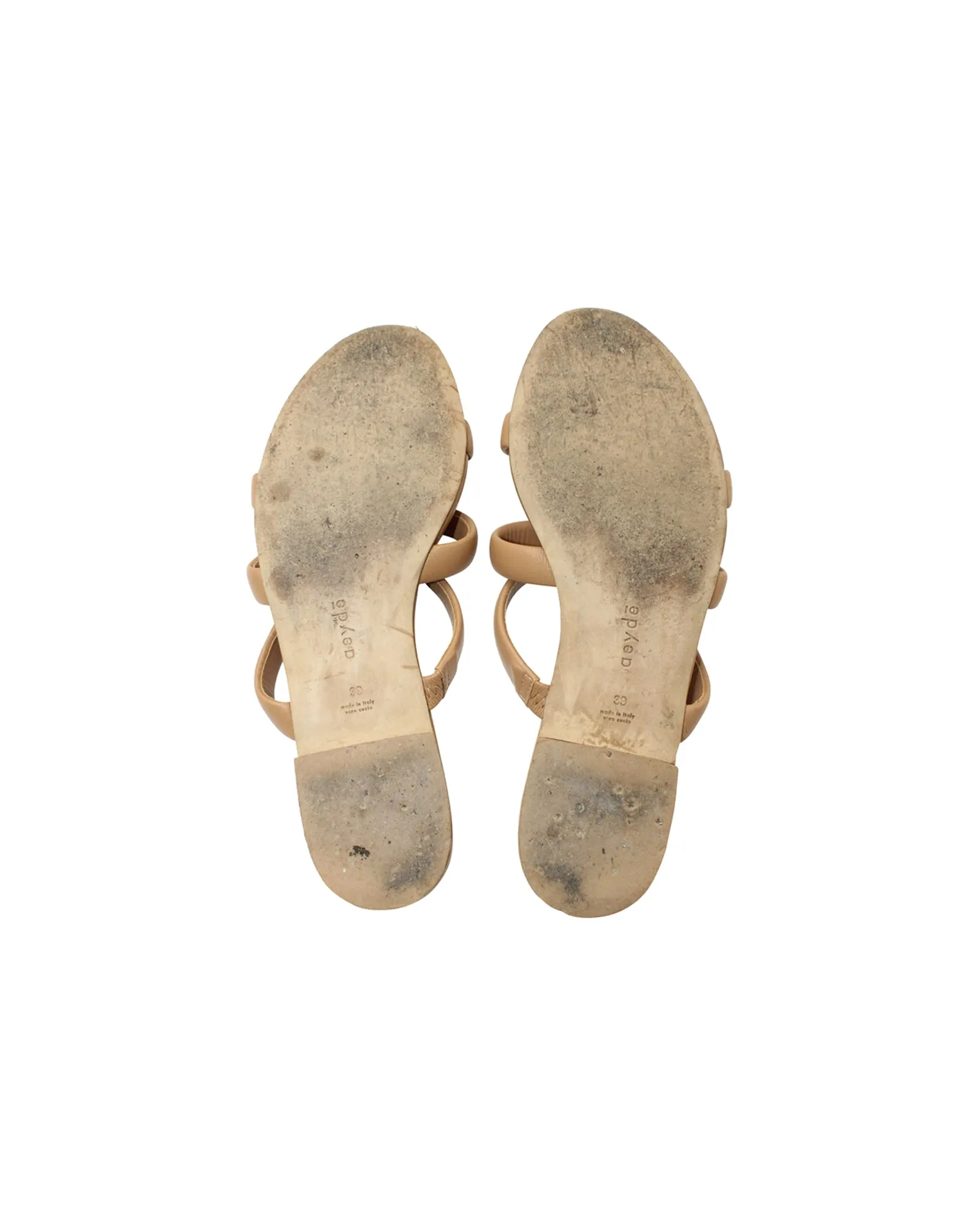 Aeyde Chrissy Flat Sandals in Brown Leather