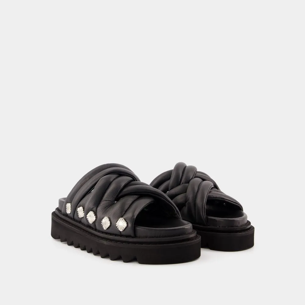 Aj1345 Sandals - Leather - Black