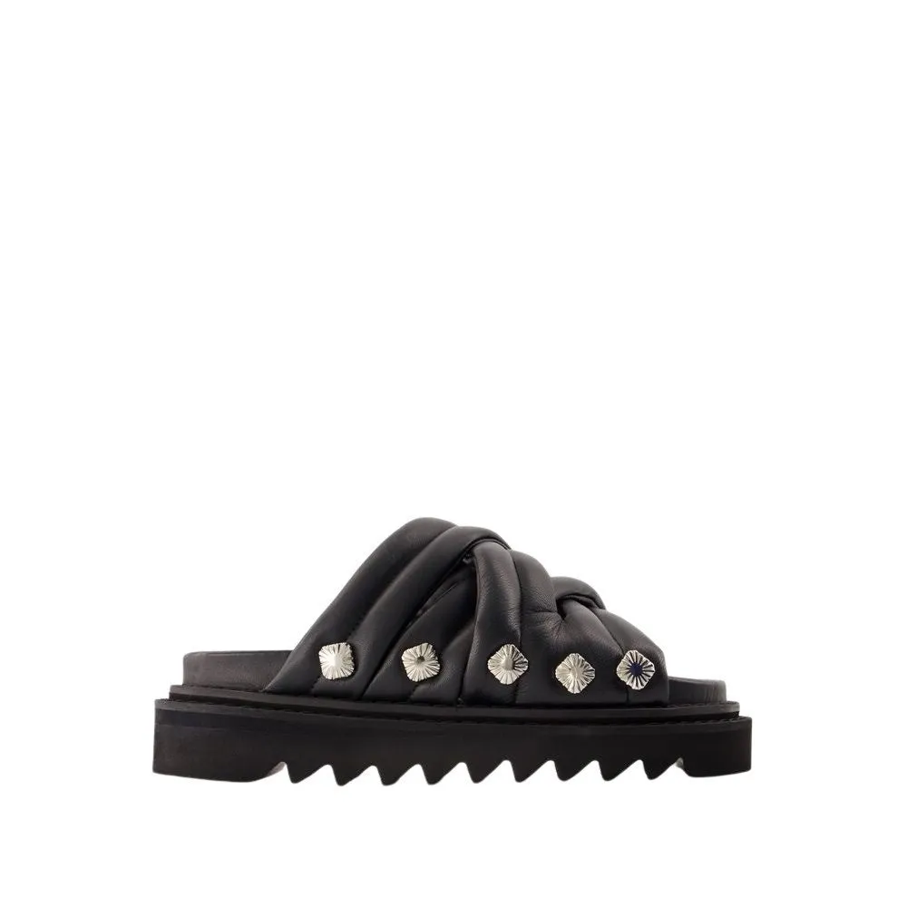 Aj1345 Sandals - Leather - Black