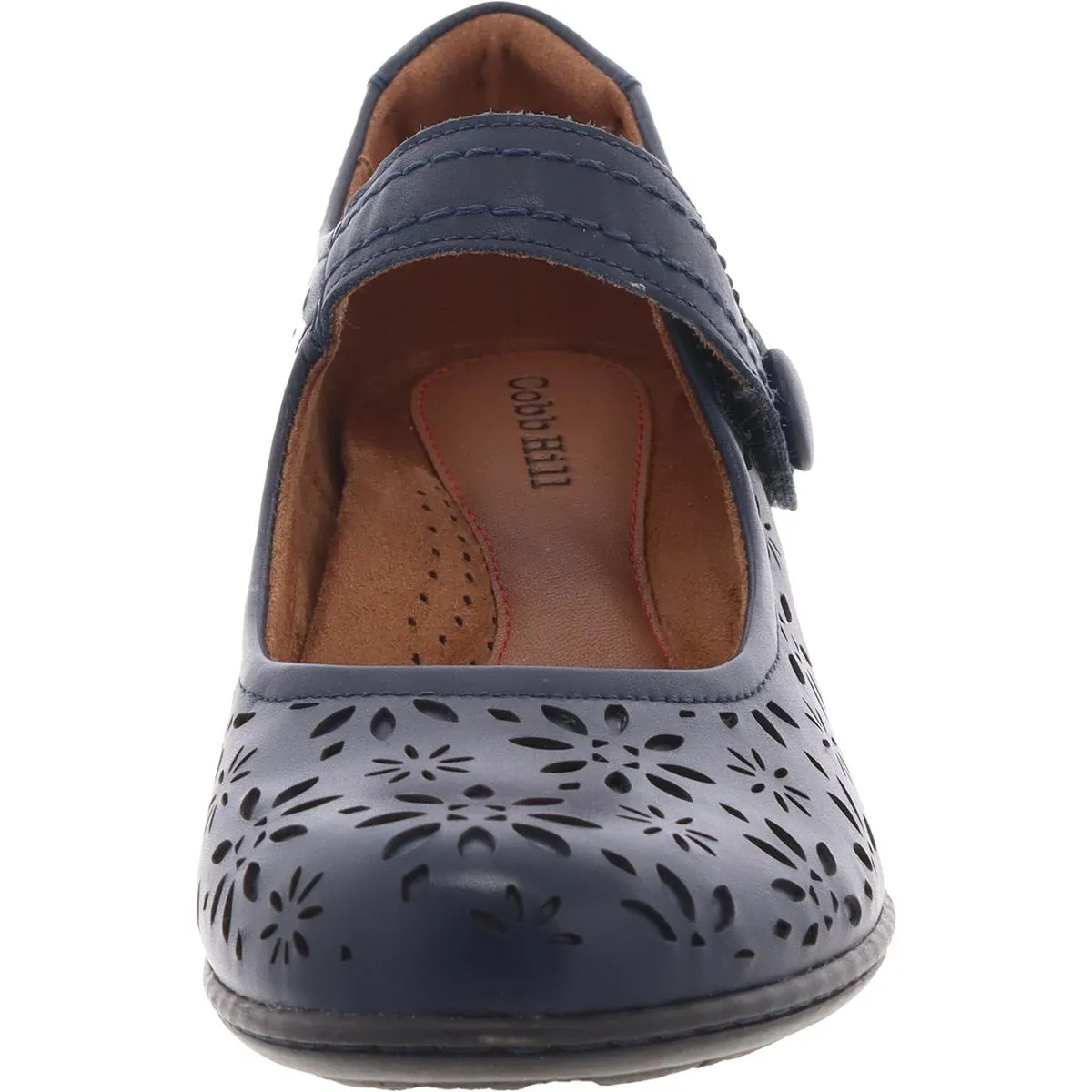 Alesia Womens Eyelet Leather Mary Jane Heels