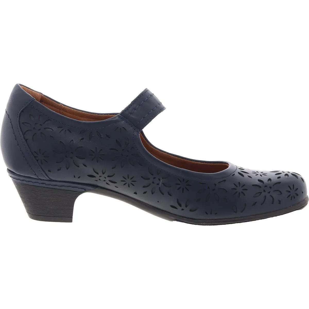 Alesia Womens Eyelet Leather Mary Jane Heels