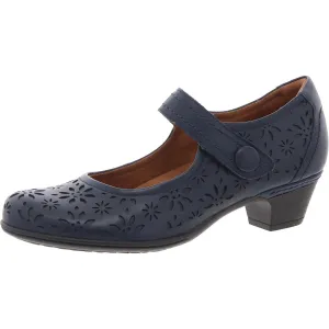 Alesia Womens Eyelet Leather Mary Jane Heels