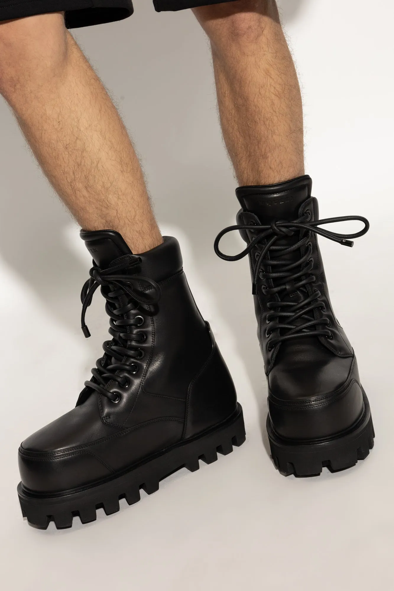 Alexander Mcqueen Leather Wedge Ankle Boots