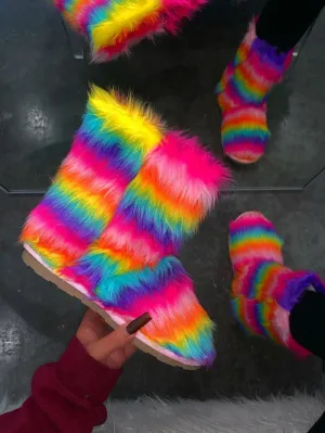 ALICE11 - RAINBOW FUR BOOTS