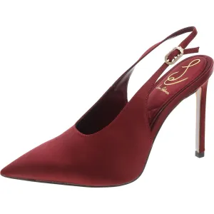 Alina Womens Buckle Satin Slingback Heels