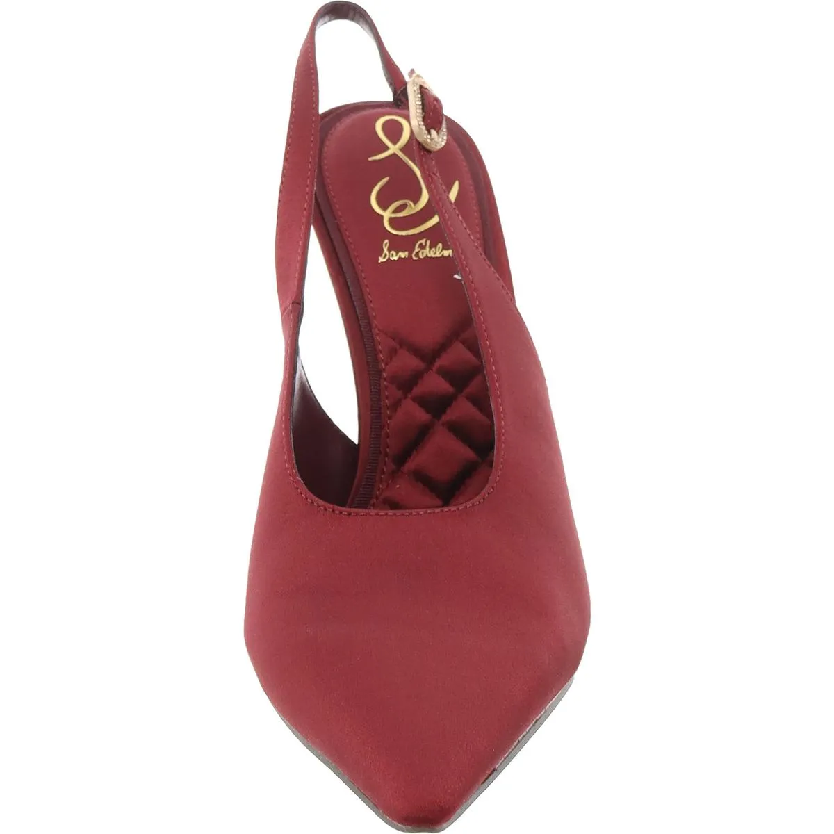 Alina Womens Buckle Satin Slingback Heels