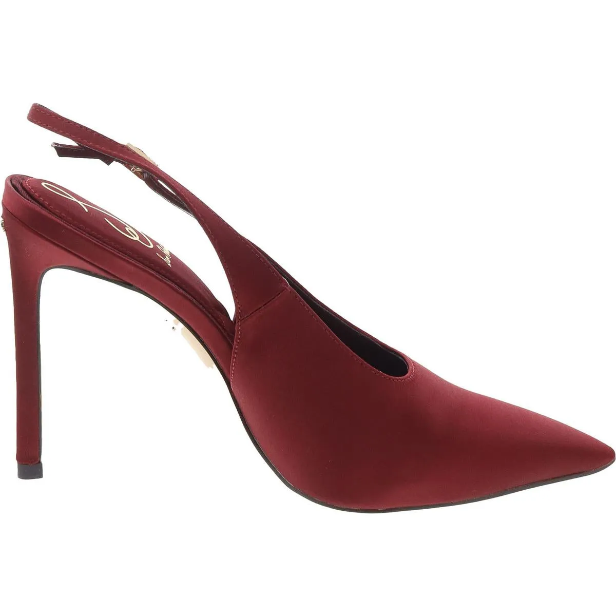 Alina Womens Buckle Satin Slingback Heels