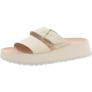 Almina Womens Leather Footbed Slide Sandals