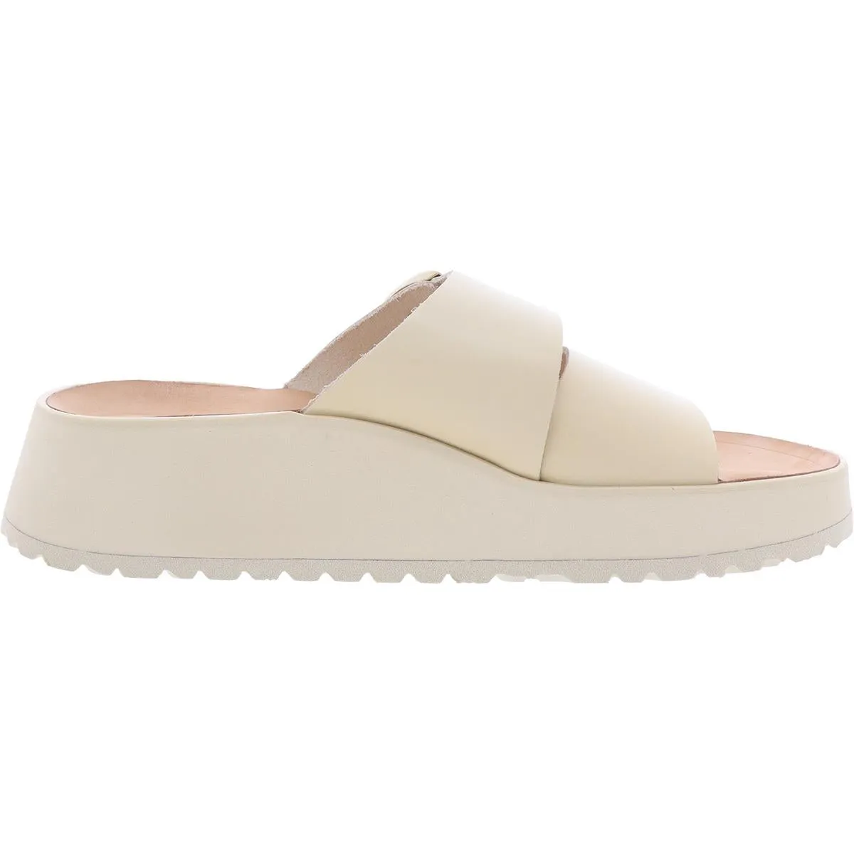 Almina Womens Leather Footbed Slide Sandals