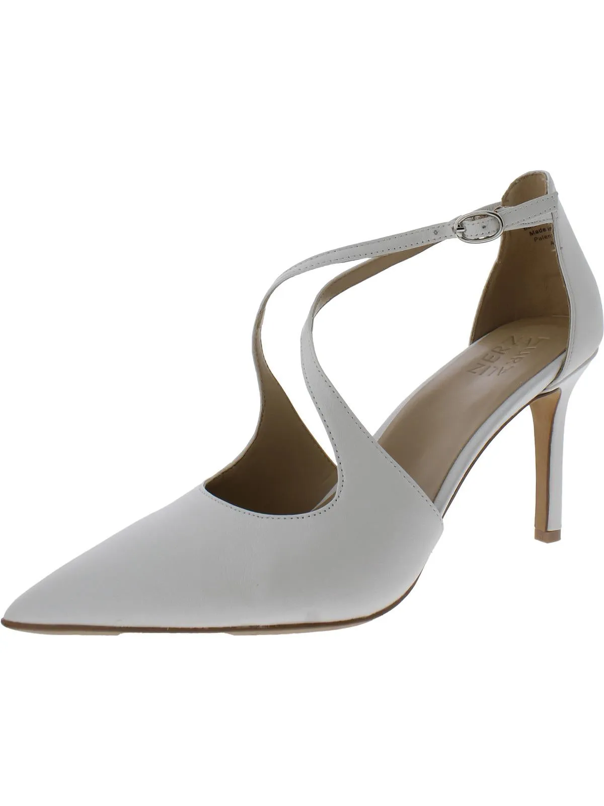 Anne Womens Leather Ankle Strap Pumps