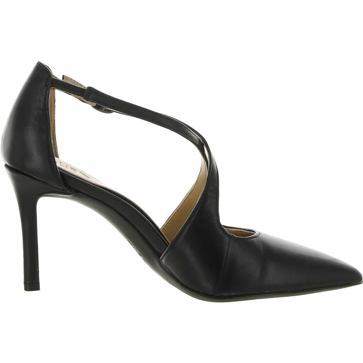 Anne Womens Leather Ankle Strap Pumps