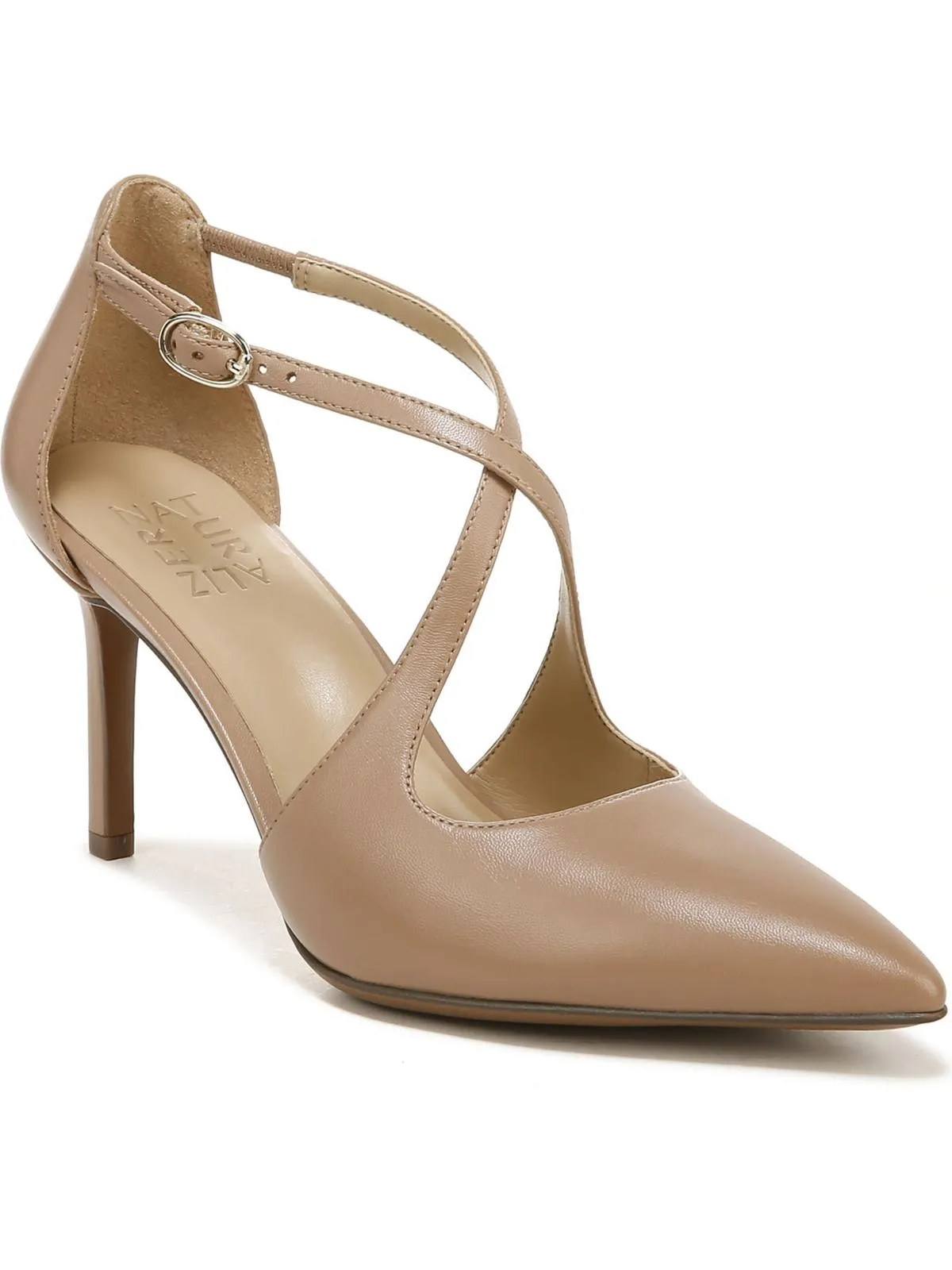 Anne Womens Leather Ankle Strap Pumps