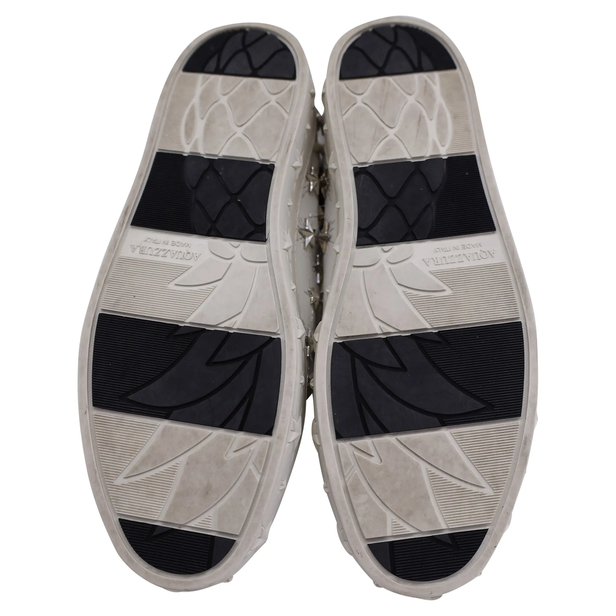 Aquazzura Cosmic Star-Stud Low-Top Trainers in White Leather