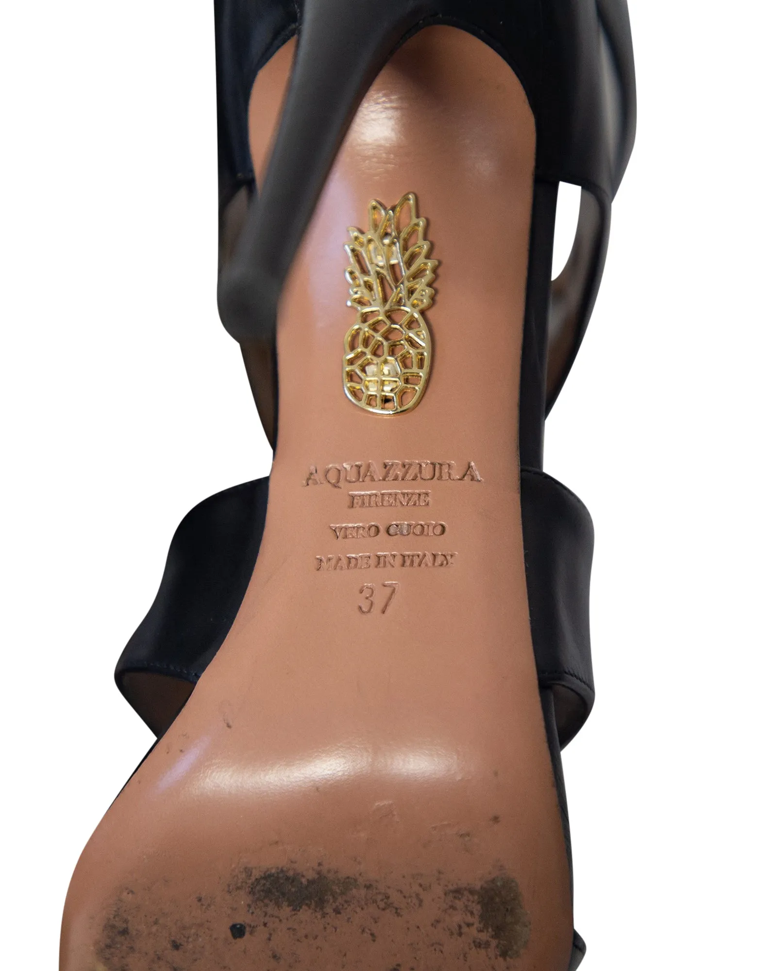 Aquazzura Melissa 105 Heels in Black Leather