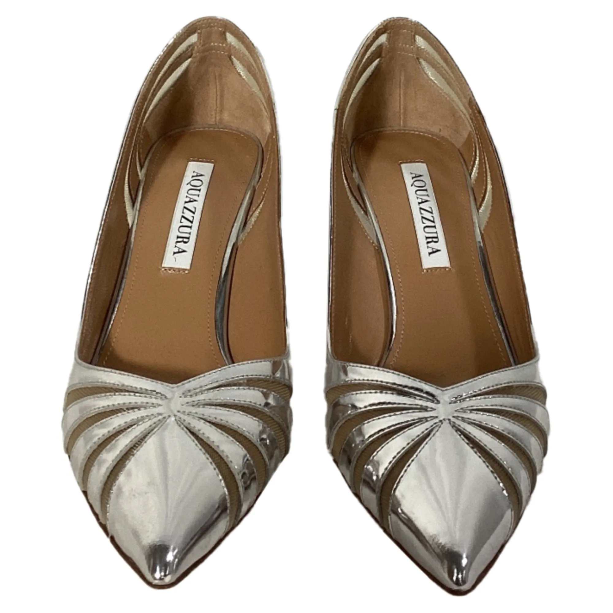 Aquazzura The Spy 90mm Pumps In Silver Patent Leather