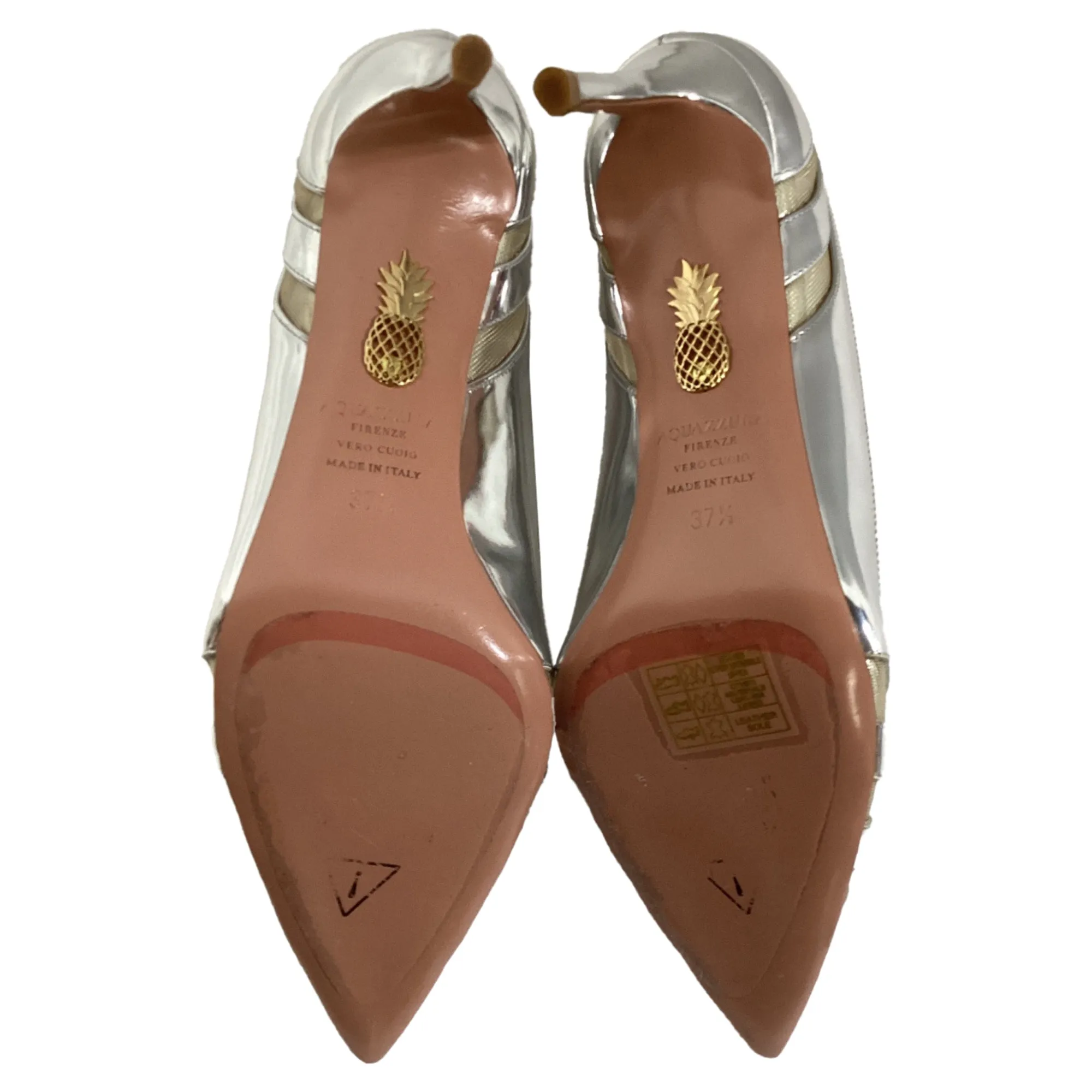 Aquazzura The Spy 90mm Pumps In Silver Patent Leather