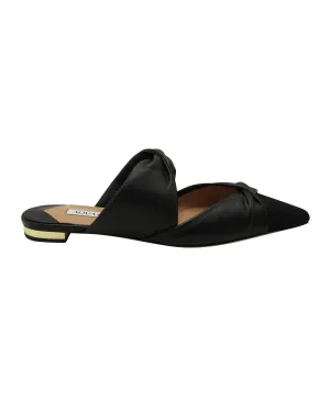 Aquazzura Twist Flat mules in Black Leather