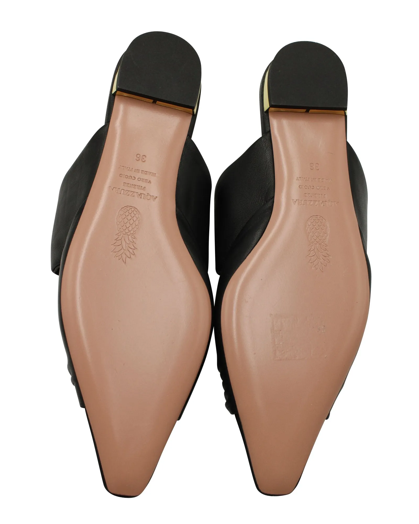 Aquazzura Twist Flat mules in Black Leather