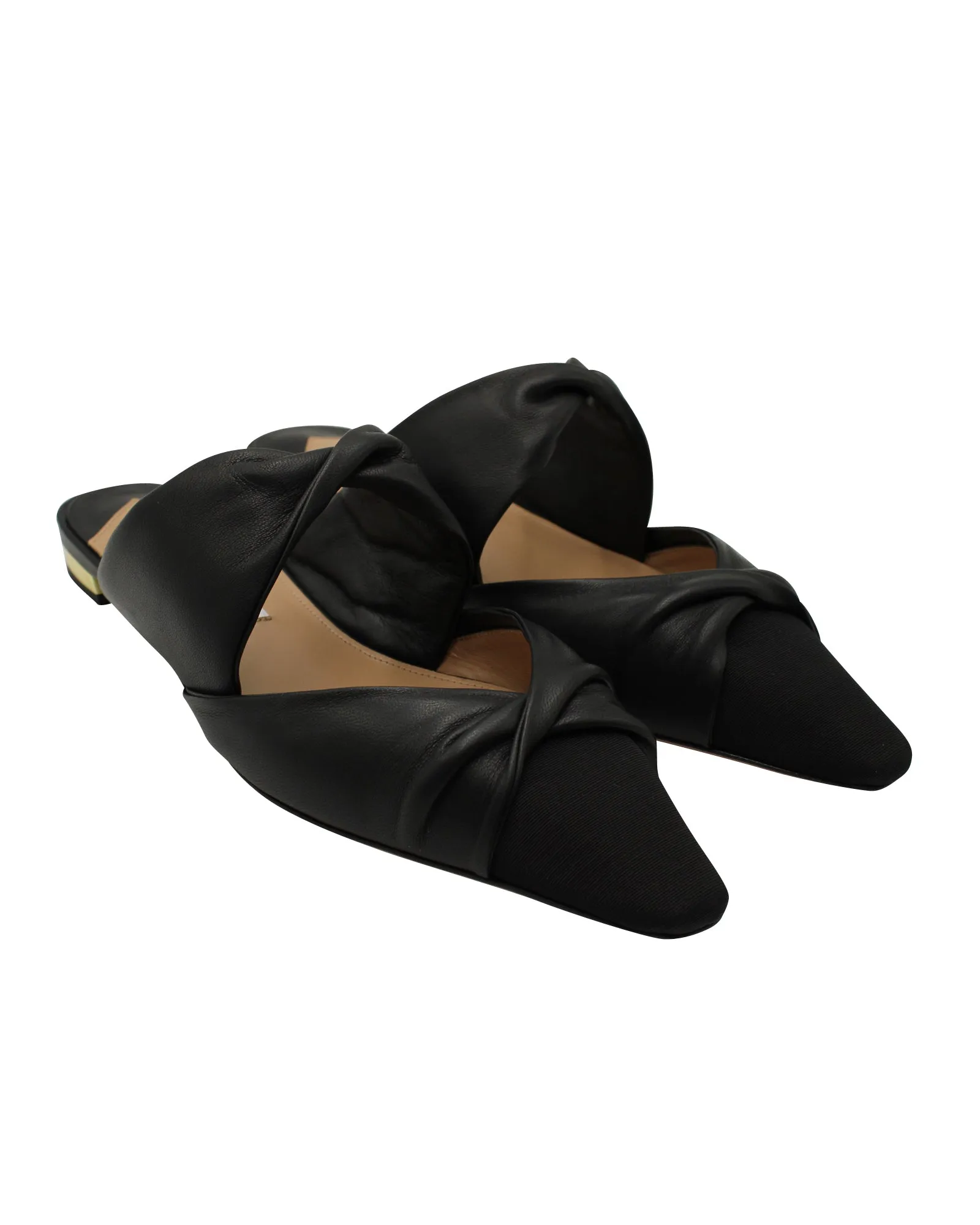 Aquazzura Twist Flat mules in Black Leather