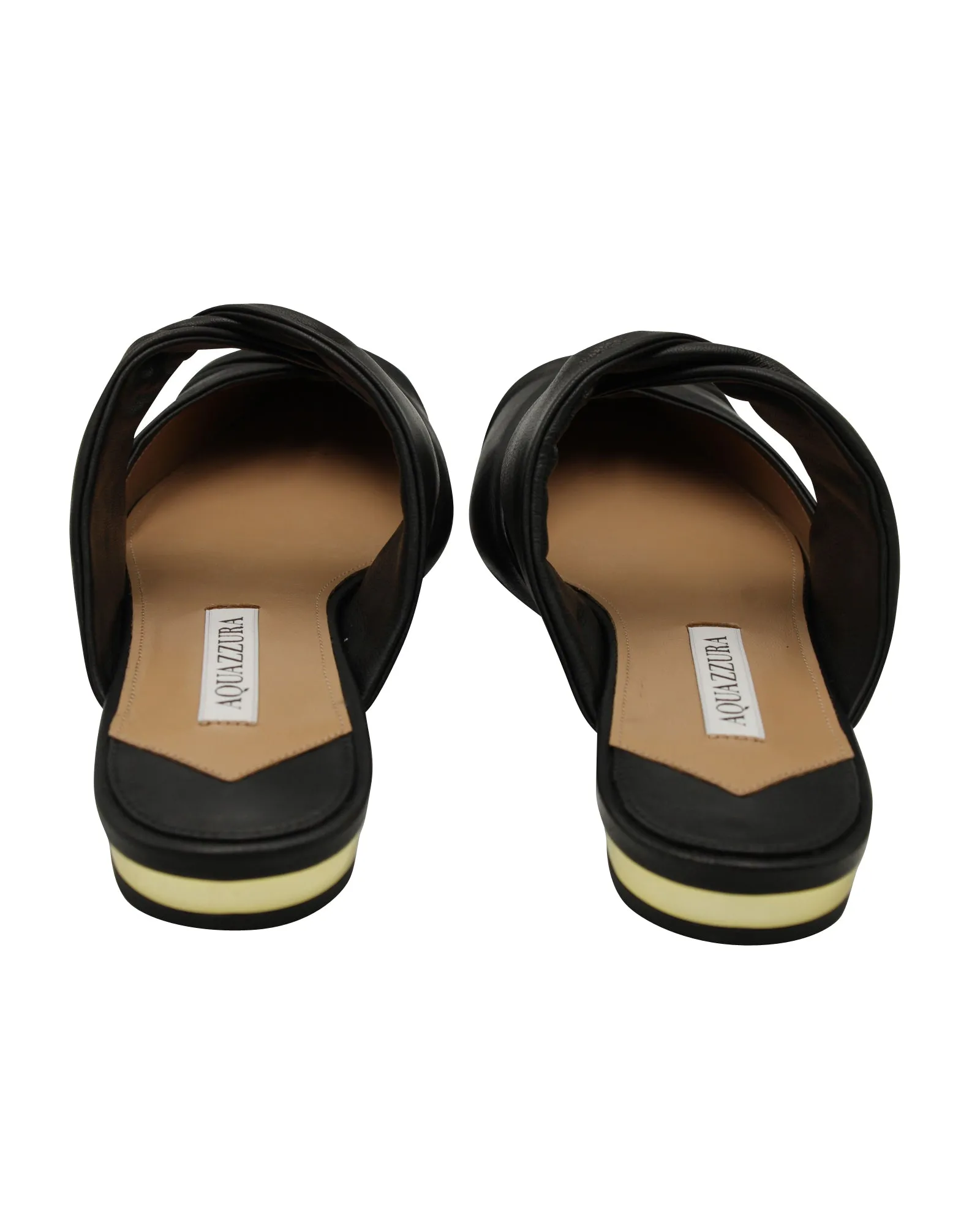 Aquazzura Twist Flat mules in Black Leather
