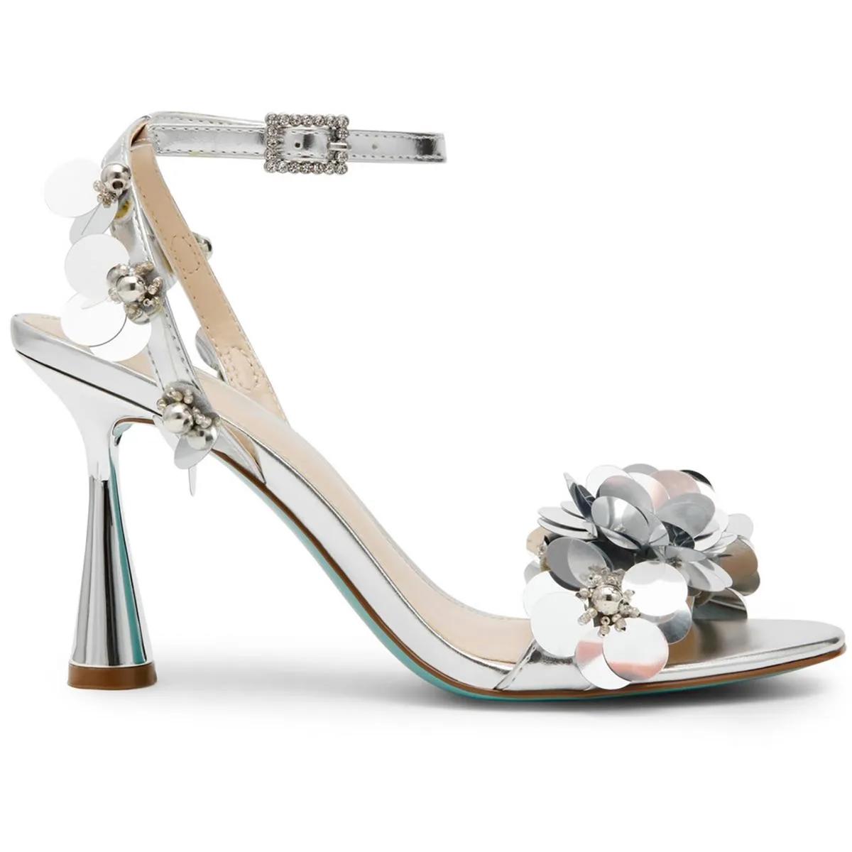 Arlo  Womens Sequined Faux Leather Ankle Strap