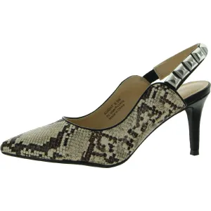 Aught Womens Ankle Strap Animal Print Slingback Heels