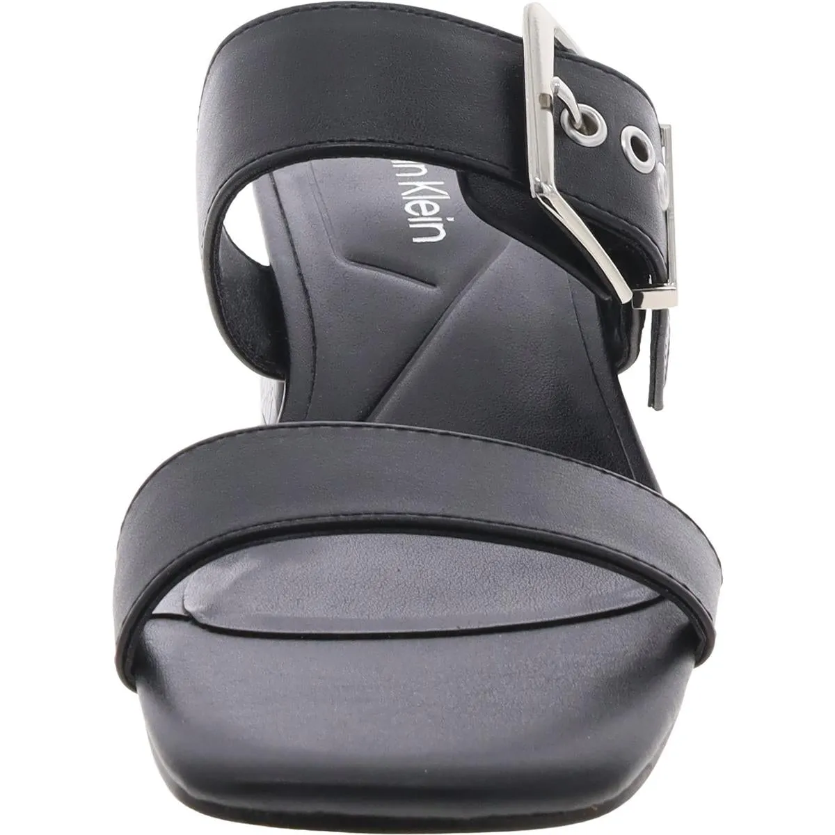 Averie  Womens Buckle Faux Leather Slide