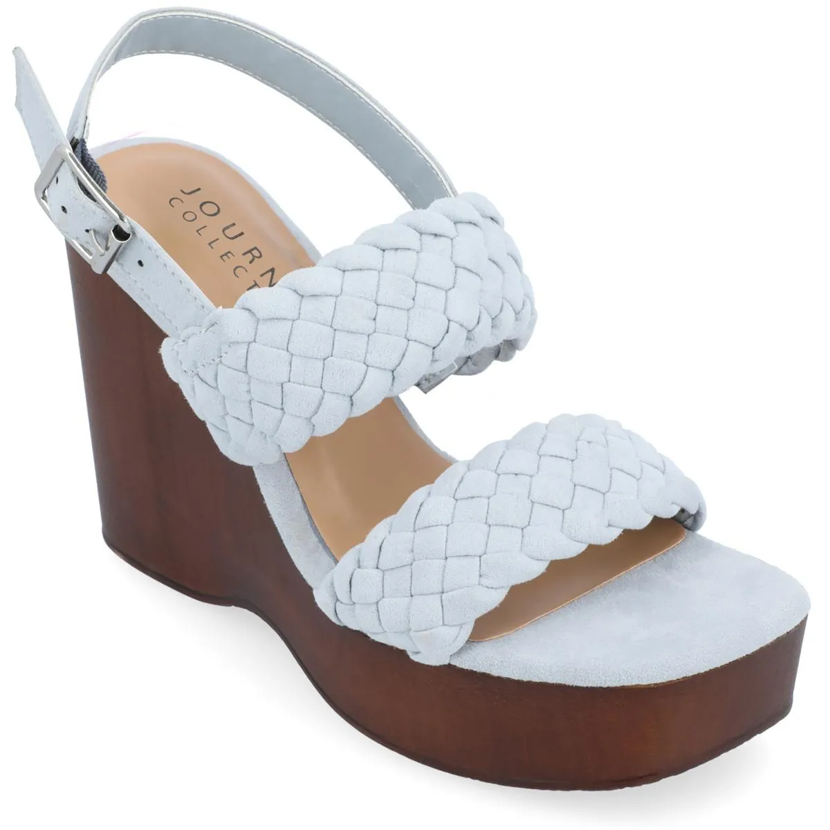 Ayvee Womens Braided Square Toe Wedge Heels