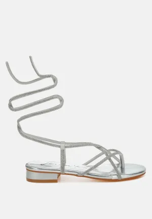 Babbity Rhinestone Embellished Lace-Up Sandals