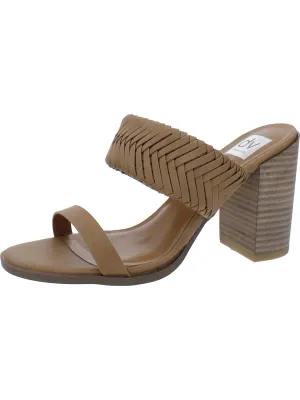 Bambi Womens Leather Slip On Block Heel