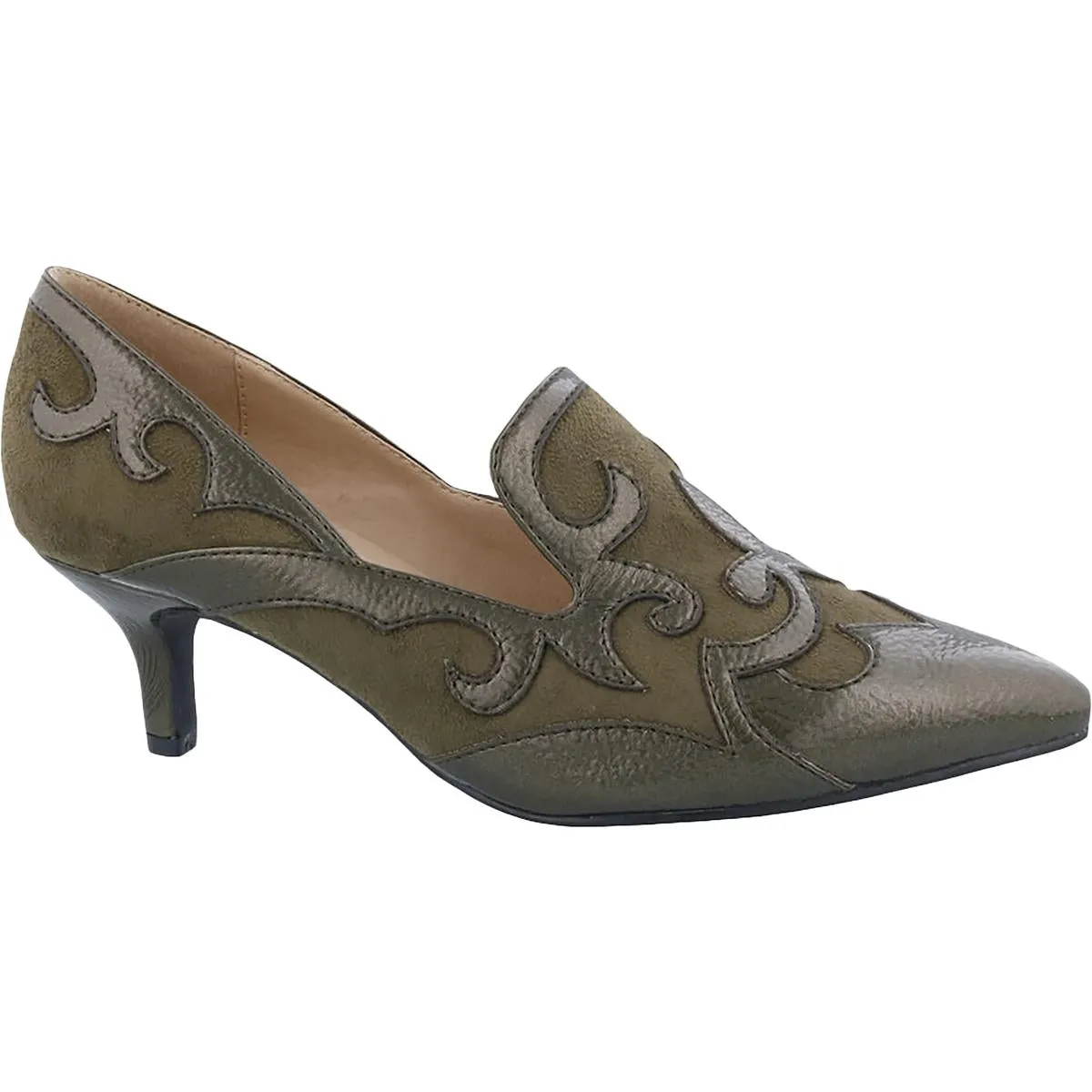 Bengal Womens Faux Suede Pointed Toe Loafer Heels