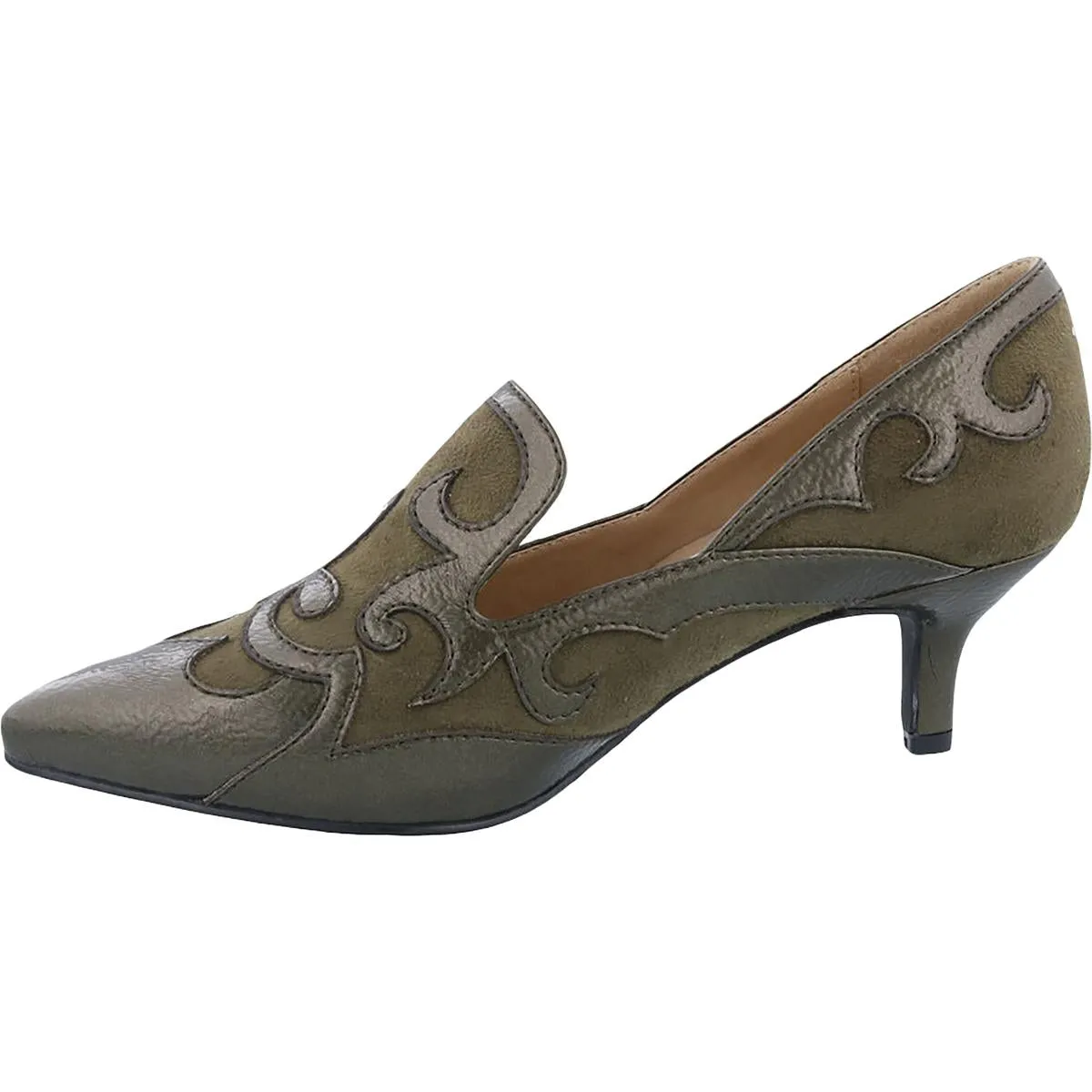 Bengal Womens Faux Suede Pointed Toe Loafer Heels