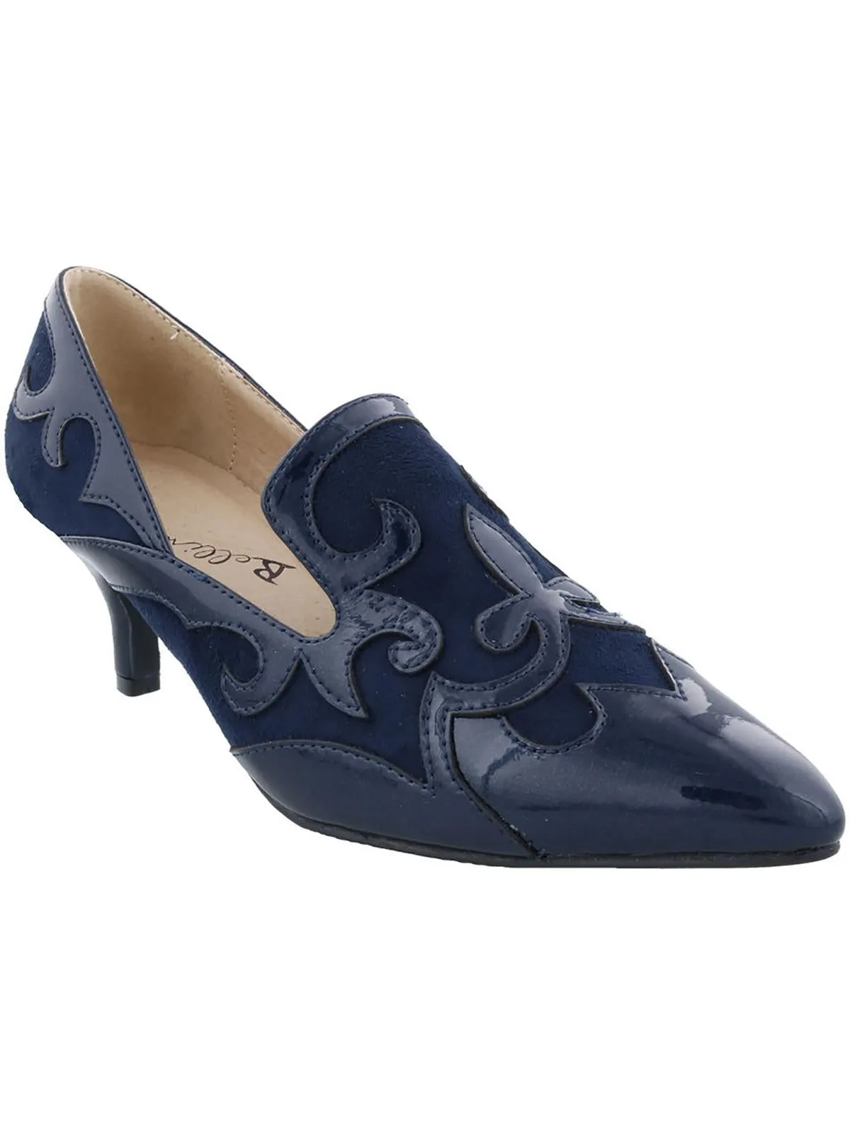 Bengal Womens Faux Suede Pointed Toe Loafer Heels