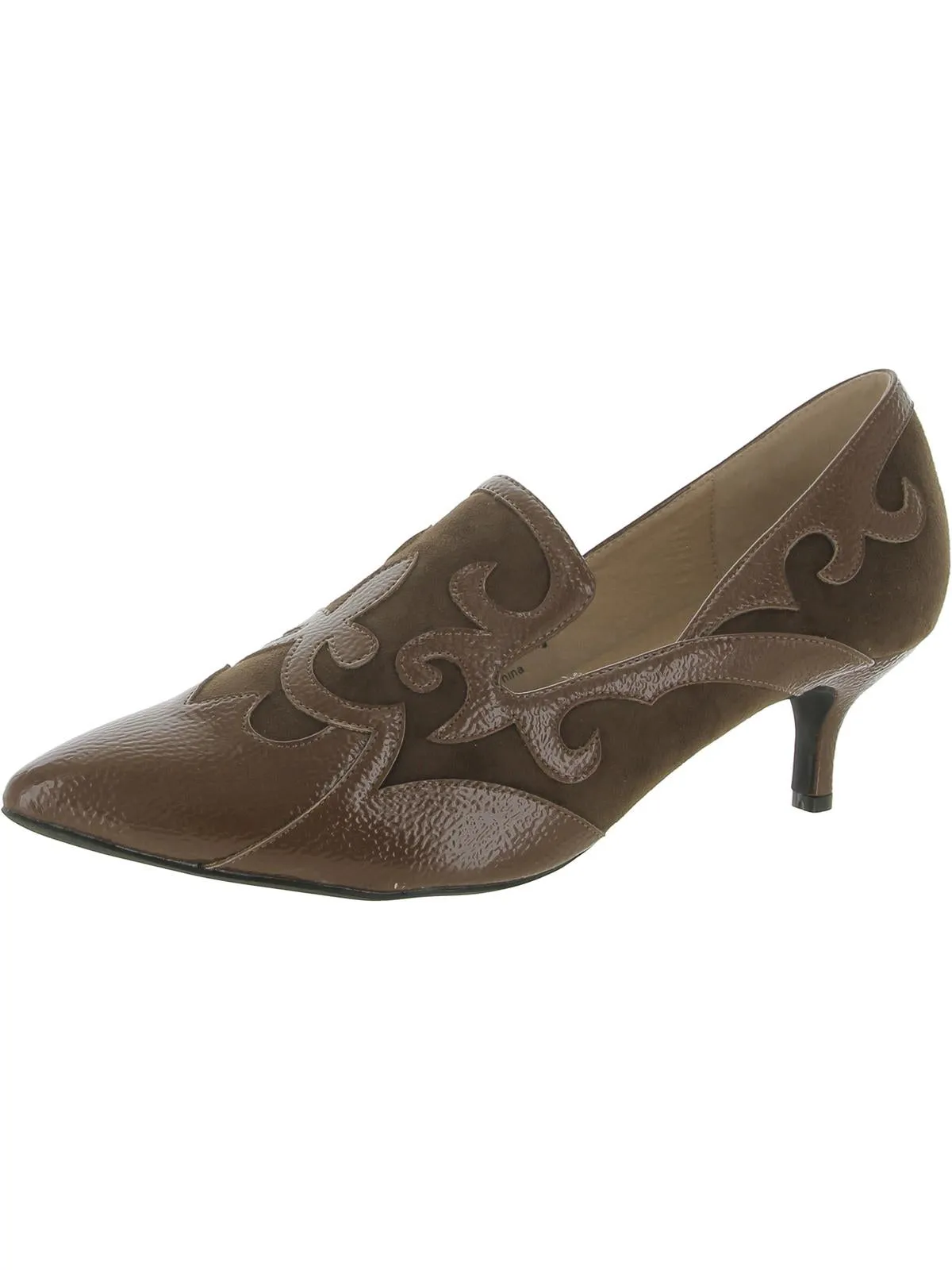 Bengal Womens Faux Suede Pointed Toe Loafer Heels