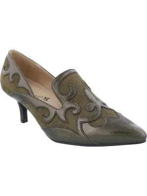 Bengal Womens Faux Suede Pointed Toe Loafer Heels