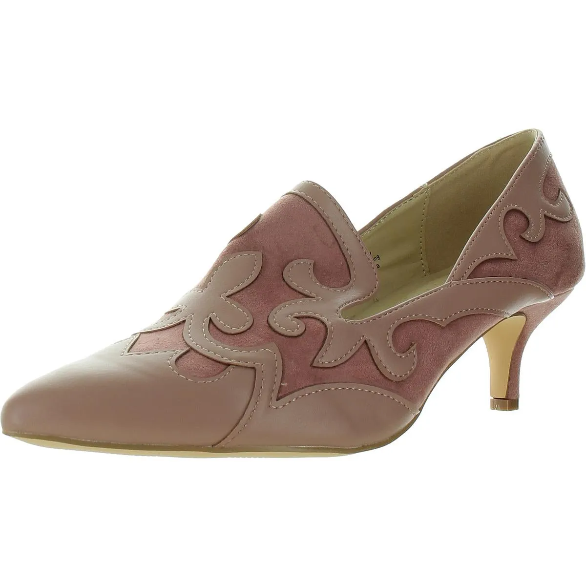 Bengal Womens Faux Suede Pointed Toe Loafer Heels