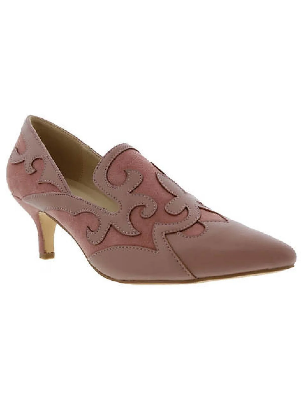 Bengal Womens Faux Suede Pointed Toe Loafer Heels
