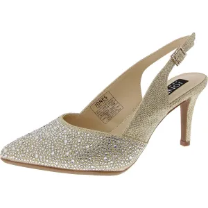 Bernie Womens Rhinestone Pointed Toe Slingback Heels