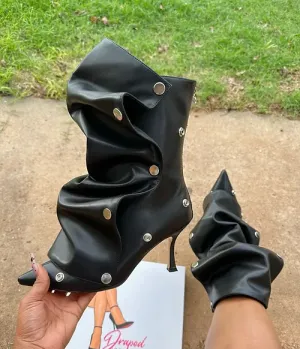 BEXIE38 - BLACK FOLDOVER BOOTIES