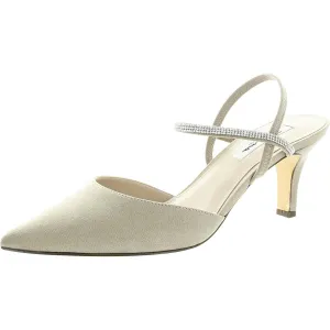 BHFO Womens Jeweled Leather Kitten Heels