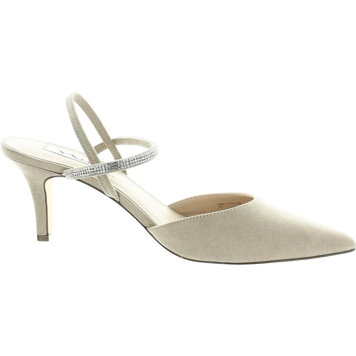 BHFO Womens Jeweled Leather Kitten Heels